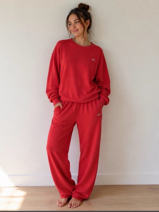 ALO Yoga Sweaters - Alo Yoga Red Accolade Crew Neck Pullover Oversized Sweatshirt Large